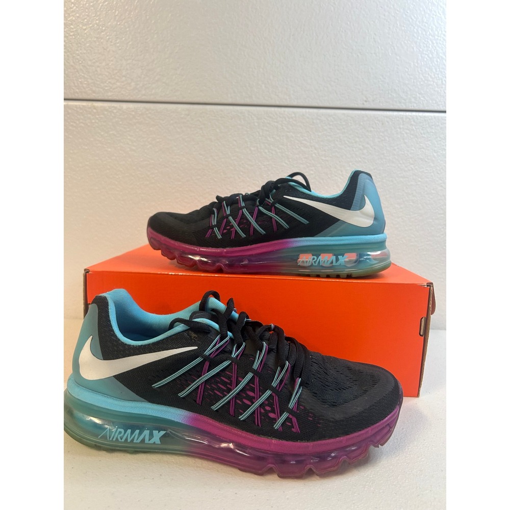 Nike Air Max 2015 Womens Running Shoes Black Fuchsia Clearwater Size 8.5w #2530